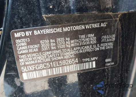 2014 BMW X6 xDrive50I z USA, uszkodzony, nr VIN 5UXFG8C51EL592654